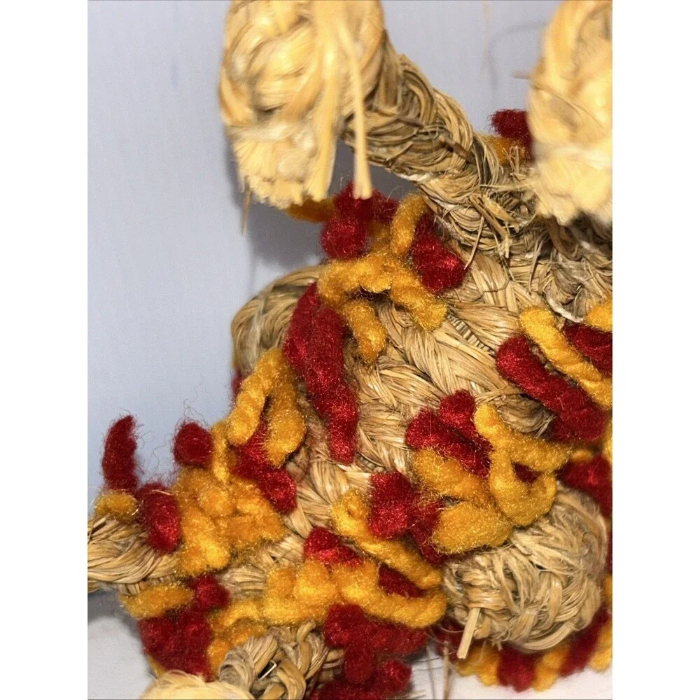 Mexican Woven Straw Donkey Burro w/Clay Pots- Pack Mule Figure Vintage Decor